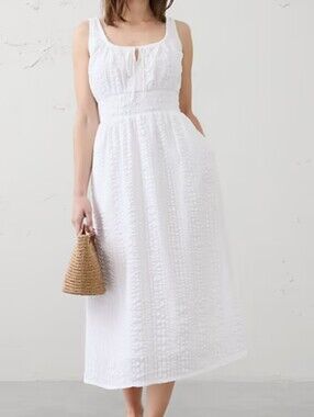 NWT - Banana Republic Cotton Scoop Neck Fully Lined Midi Dress - Size M